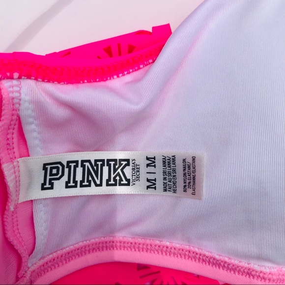 PINK Flounce Bikini Top Size MEDIUM Hot Pink - Picture 8 of 9